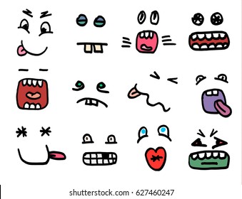 Doodle style comic sketch icons set. Vector illustration eps10.
