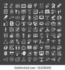 doodle style communication icons