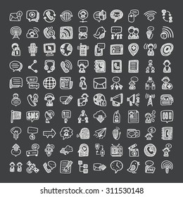 doodle style communication icons