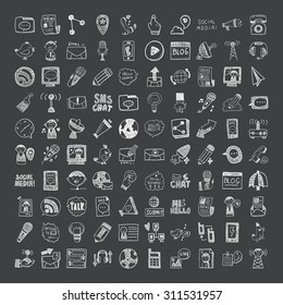 doodle style communication icons