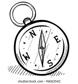 Doodle style compass illustration in vector format