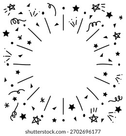 Fondo de línea concentrada de estilo Doodle, Ilustración vectorial
