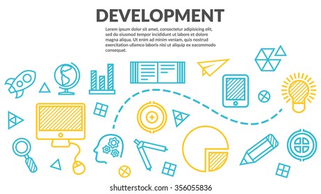 Doodle style concept of development. Modern line style illustration