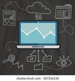 Doodle style concept of general research analysis, problem solving, collecting data, scientific technologies approach. Modern line style illustration for web banners, hero images, printed materials.