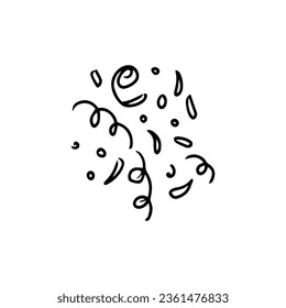 Doodle-Stil Konfetti. Handgezeichnete Vektorgrafik. Confetti, Raster, Tönsel auf weißem Hintergrund. Feiertag, Geburtstag.