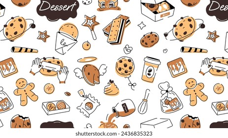 Galleta de estilo Doodle que representa varios tipos de alimentos de panadería y artículos de confitería 