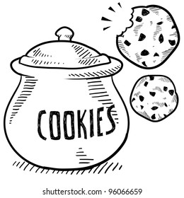 Doodle Style Cookie And Cookie Jar Illustration In Vector Format