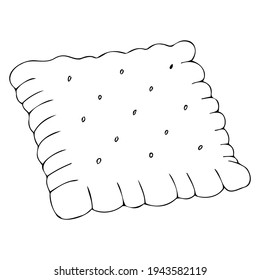 Doodle style cookie square fr forms. Cracker cookie isolated on white phoneme.