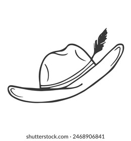 Doodle style cowboy hat or fedora in vector format