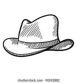 Doodle Style Cowboy Hat Or Fedora In Vector Format