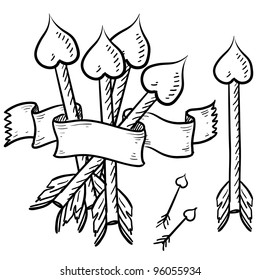Doodle style Cupid's arrows for a romantic Valentine's Day. Vector file for holidays.