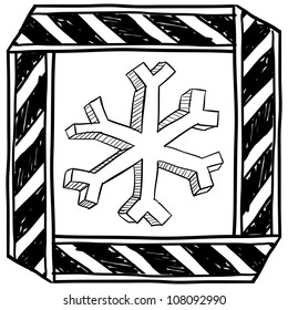 Doodle style danger of freezing caution sign sketch in vector format.