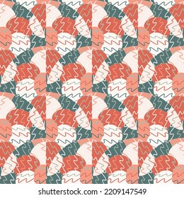 Doodle style decorative abstract mosaic ornament. Hand drawn circle shapes kaleidoscope seamless pattern. Simple geometric design for fabric, textile print, wrapping paper, cover. Vector illustration