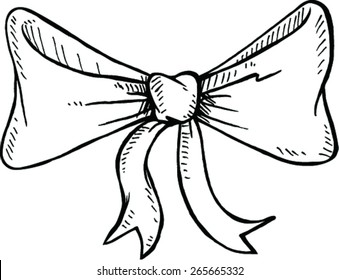 Doodle style decorative ribbon and bow illustration