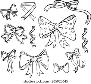 Doodle Style Decorative Ribbon And Bow Illustration