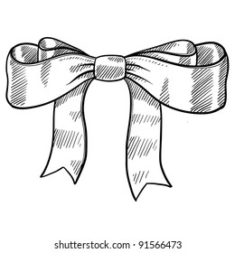 Doodle style decorative ribbon and bow illustration in vector format