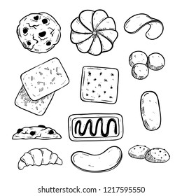 doodle style of delicious biscuits collection