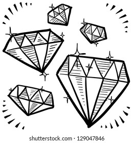 Doodle style diamond gem variety illustration in vector format.