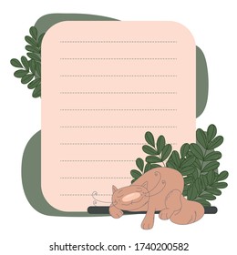 Doodle style to do list decorated with floral elements and sleeping cat vector