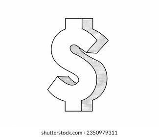  Doodle style dollar sign vector illustration