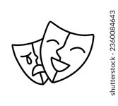 Doodle style drama or theater masks illustration in vector format isolated on white background