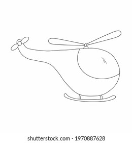 Doodle style drawing of  helicopter. Coloring book for  boy.