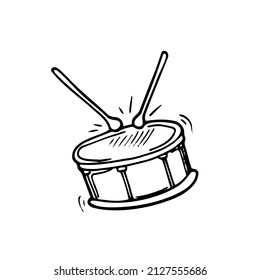 Doodle Style Drum Sketch In Vector. Isolated On White