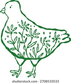 Doodle Style Oster Hühnervogel mit Blumendekoration