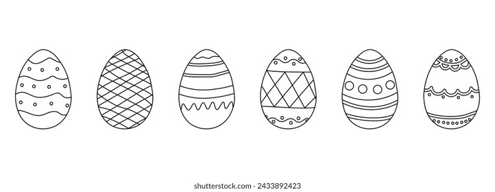 Doodle style Easter Eggs collection. Perfect for design elements Easter greetings. Vector illustration