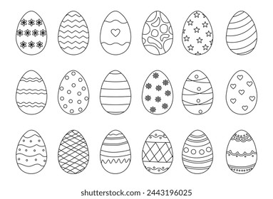 Doodle style Easter Eggs collection. Perfect for design elements Easter greetings. Vector illustration