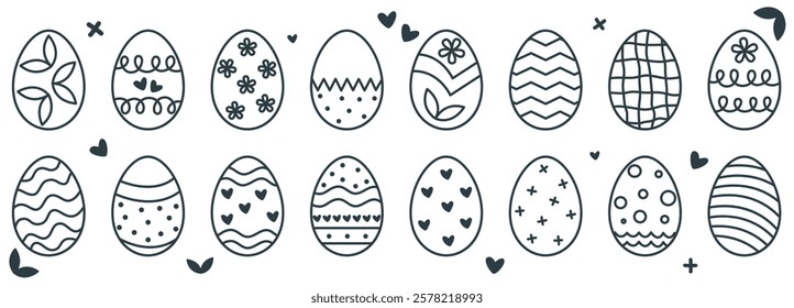 Doodle style easter eggs set