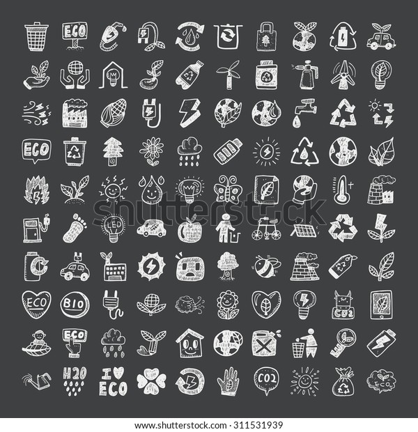 doodle style eco\
icons