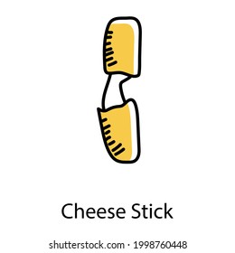 Doodle Style Editable And Trendy Icon Of Cheese Stick 