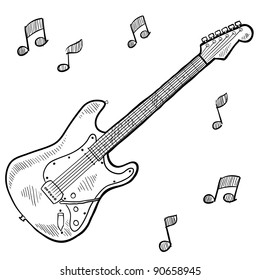 Doodle Style Electric Guitar In Vector Format