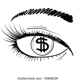 Doodle style eye on the prize sketch in vector format.