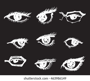 Doodle style eyes sketch in vector format illustration