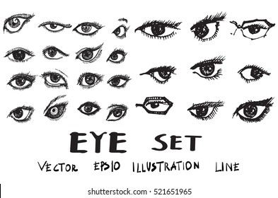 Doodle style eyes sketch in vector format illustration
