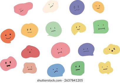 doodle style face emoji items