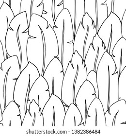 Doodle style feather seamless pattern, stylized, sketch hand drawn illustration.