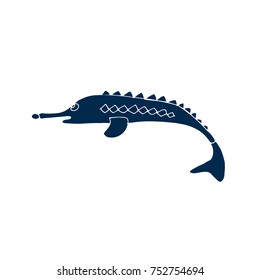 Doodle style fish icon. Cute cartoon illustration. Vector isolated on white.
