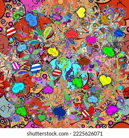 Doodle style. Flowers on black, blue and orange colors. Perfect for textile, cover design. Hand drawn seamless autumn floral flower pattern. Colorful black, blue and orange seamless pattern.
