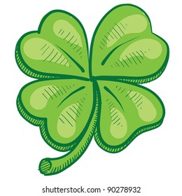 Doodle style four leaf clover, luck, or St. Patrick's Day vector illustration