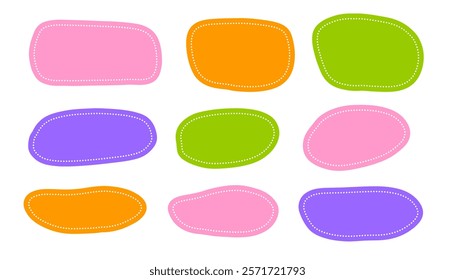 Doodle style frame collection. Set of textbox elements. Empty speech bubbles for quote
