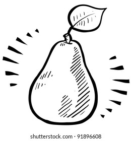 Doodle style fresh, juicy pear illustration in vector format