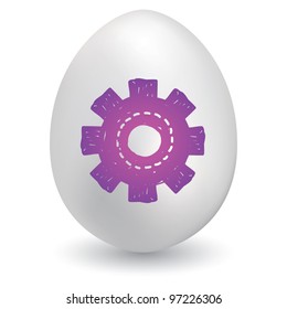 Doodle style gear sketch on decorated Easter Egg in vector format
