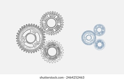 Doodle style gears, cogs, or settings vector illustration