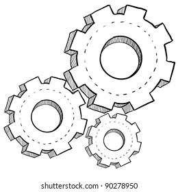 Doodle style gears, cogs, or settings vector illustration