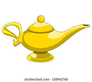 Doodle style genie aladdin's lamp vector illustration