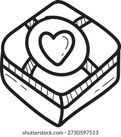 Doodle style gift box vector with heart on top, representing love, surprise, celebration, and romantic moments.