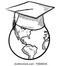 Doodle style global graduation sketch in vector format.